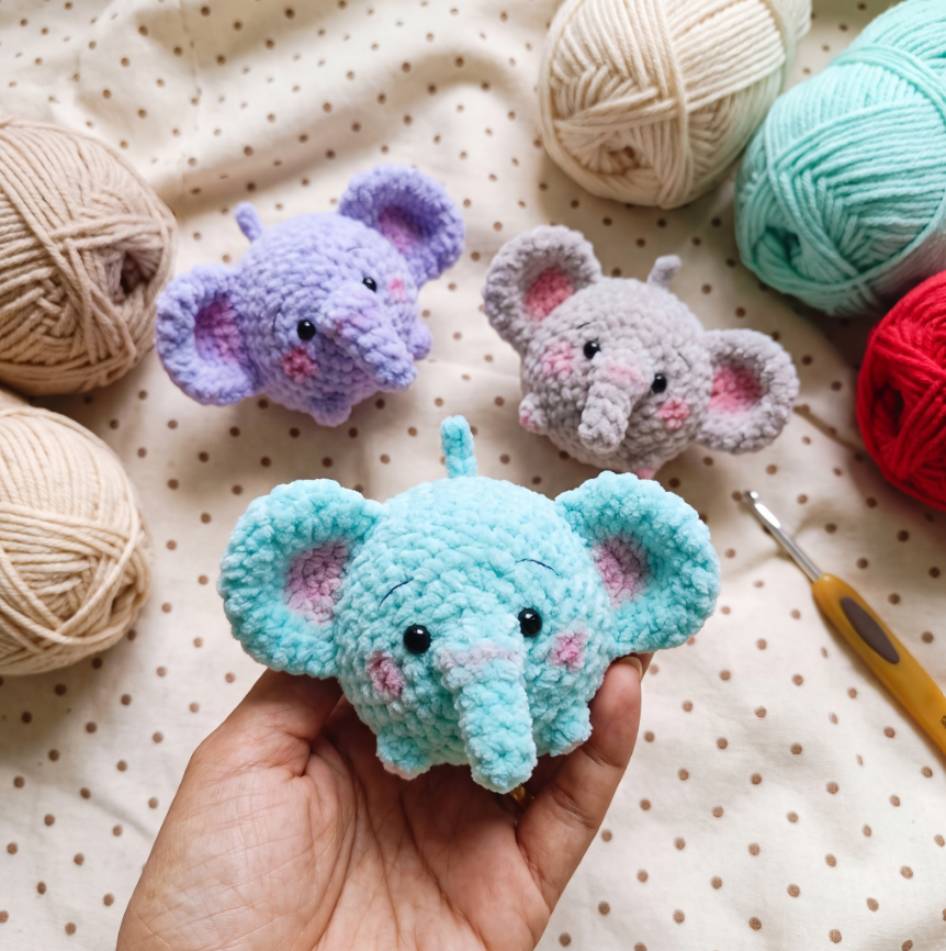 🐘 Elephant Keychain Crochet Pattern